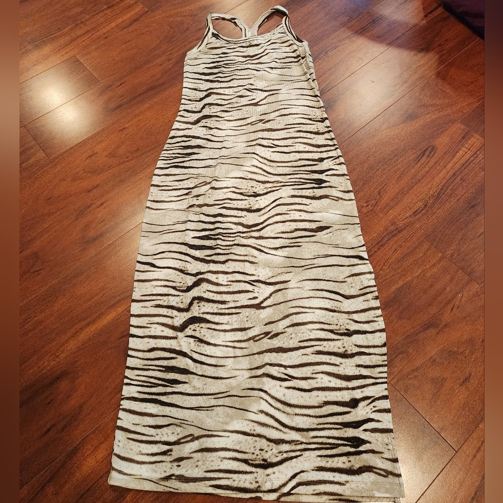 LNA Ribbed Racerback Zebra Print Midi